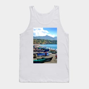 Fishing Boats Burriana Beach Nerja Spain Tank Top